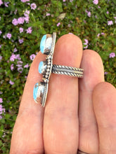 Load image into Gallery viewer, 3 Stone Golden Hills Lavender Turquoise Ring - Size 9
