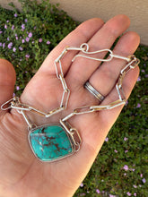 Load image into Gallery viewer, Hubei Bamboo Mountain Turquoise Necklace with Handmade Paperclip Chain
