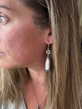 Load image into Gallery viewer, White Buffalo Turquoise Earrings with Flower Accents

