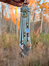 Load image into Gallery viewer, Handmade Leather Clip Tassel, Weathered Sky and Original Granite, Moon and Star Theme
