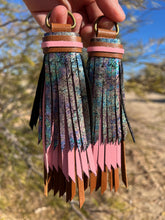 Load image into Gallery viewer, D- Ring Tassel SET - Cafe, Soft pink and Oil Slick Cowhide Leather
