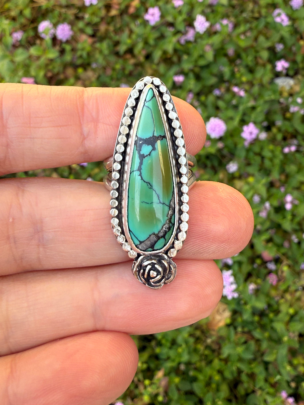 Polychrome Qingu Turquoise Ring - Size 7.75