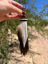 Load image into Gallery viewer, Handmade Whiskey, Mocha and Bone Leather Clip Tassel Keychain
