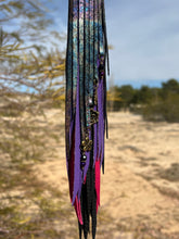 Load image into Gallery viewer, Black, Raspberry, Purple and Oil Slick Cowhide Leather with Beaded Charms and Antique Bonze Charms
