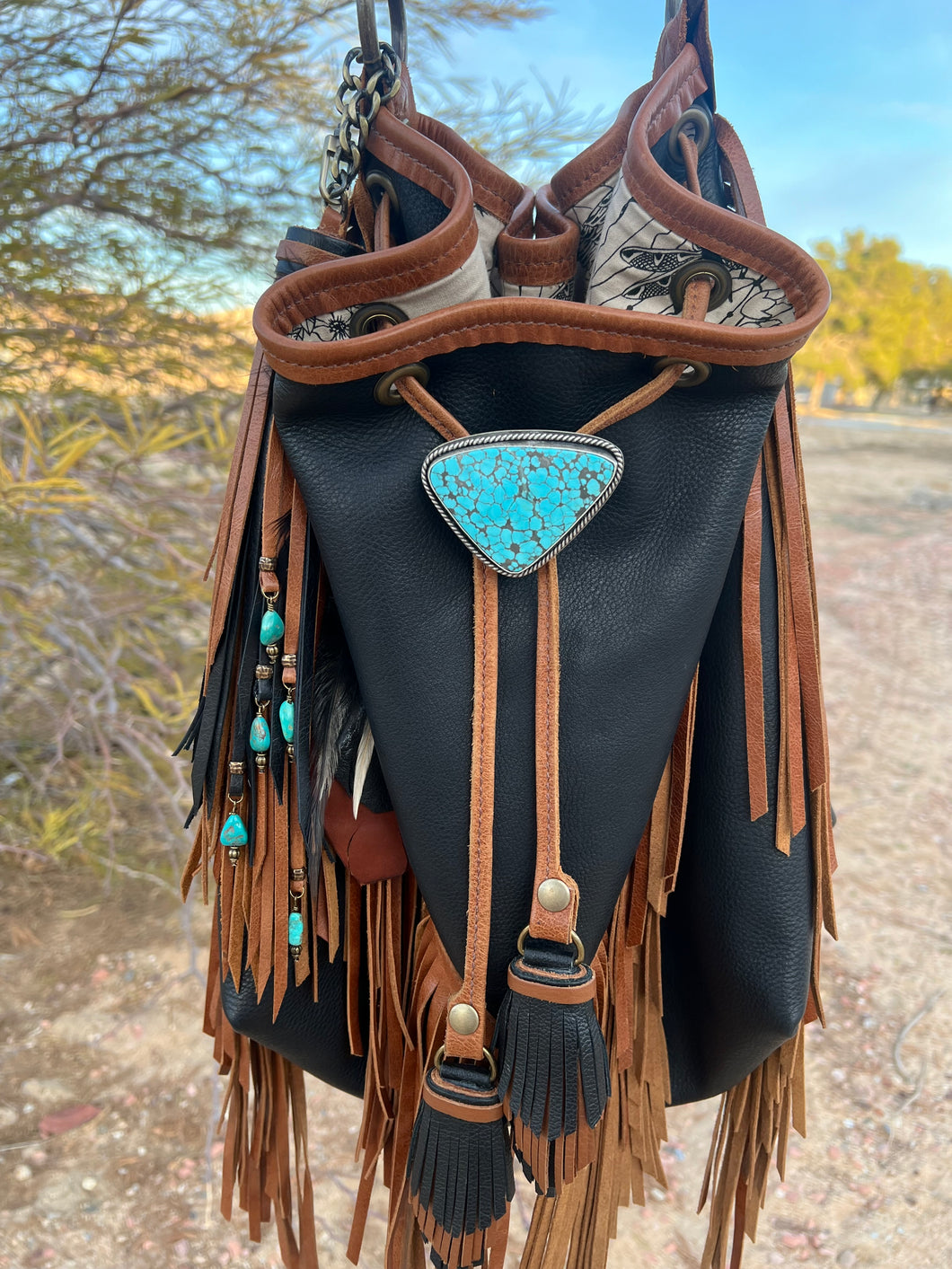 Handmade Sterling Silver Number 8 Turquoise Bag Bolo
