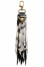 Load image into Gallery viewer, Handmade Natural Black and White Hair on Hide Leather Clip Tassel
