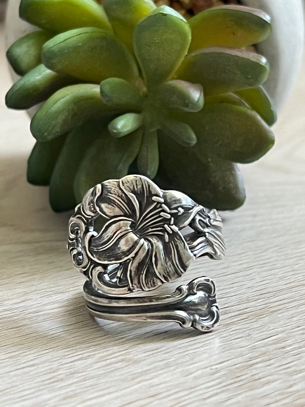 Handmade Vintage Up-Cycled Sterling Silver Wallace Flower Spoon Ring