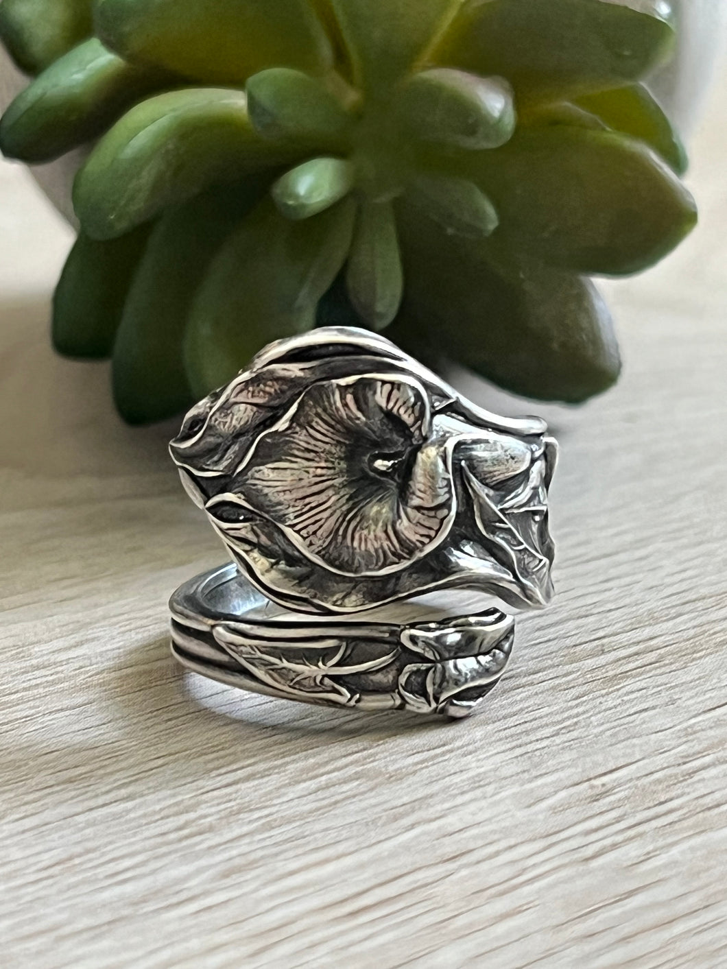 Handmade Vintage Up-Cycled Sterling Silver Antique 1902 Spoon Ring