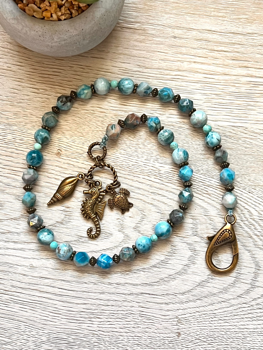 Seaside Sparkle Gemstone Beaded Bag Bracelet
