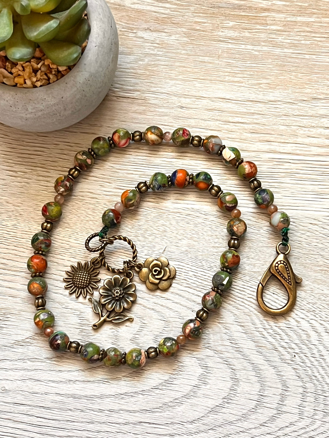 Harvest Moon Gemstone Beaded Bag Bracelet