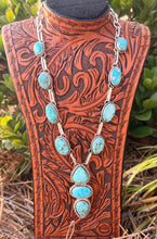 Load image into Gallery viewer, White Water Turquoise Statement Lariat Necklace
