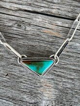 Load image into Gallery viewer, Royston Turquoise Necklace with Handmade Paperclip Chain
