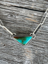 Load image into Gallery viewer, Royston Turquoise Necklace with Handmade Paperclip Chain
