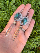 Load image into Gallery viewer, Sterling Silver Genuine Hubei Turquoise Fringe Dangle Earrings
