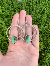 Load image into Gallery viewer, Sterling Silver Genuine Hubei Turquoise Hoop Earrings
