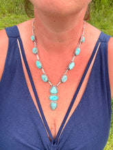 Load image into Gallery viewer, White Water Turquoise Statement Lariat Necklace
