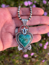 Load image into Gallery viewer, Handmade Hubei Turquoise Sterling Silver Heart Pendant ONLY
