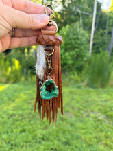 Load image into Gallery viewer, Interchangeable Bag Charm - Dark Green Natural Druzy Only
