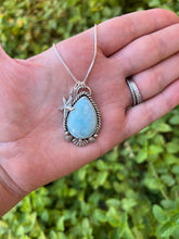 Load image into Gallery viewer, Handmade Sterling Silver Larimar Pendant Necklace with Nautical Accents
