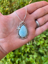 Load image into Gallery viewer, Handmade Sterling Silver Larimar Pendant Necklace with Nautical Accents
