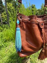 Load image into Gallery viewer, Handmade Leather Clip Tassel, Ocean and Sky Blue
