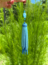 Load image into Gallery viewer, Handmade Leather Clip Tassel, Ocean and Sky Blue
