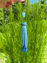 Load image into Gallery viewer, Handmade Leather Clip Tassel, Ocean and Sky Blue
