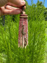 Load image into Gallery viewer, Handmade Leather Clip Tassel, Tan and Floral
