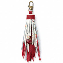 Load image into Gallery viewer, Handmade Leather Clip Tassel, Red and Floral
