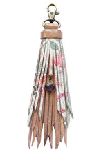 Load image into Gallery viewer, Handmade Leather Clip Tassel, Rose Gold and Floral
