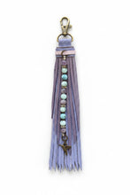 Load image into Gallery viewer, Handmade Leather Clip Tassel, Lavender and Purple Sparkle
