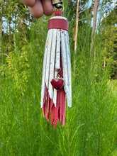 Load image into Gallery viewer, Handmade Leather Clip Tassel, Red and Floral
