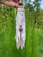 Load image into Gallery viewer, Handmade Leather Clip Tassel, Rose Gold and Floral
