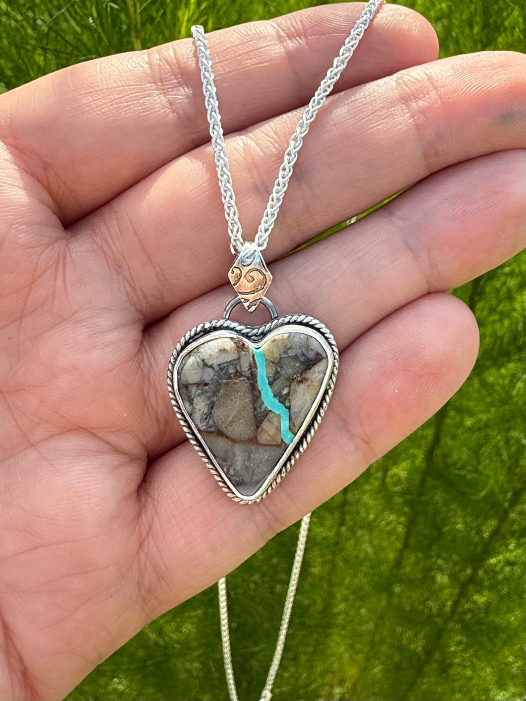 Handmade Sterling Silver Royston Ribbon Turquoise Necklace