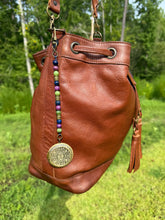 Load image into Gallery viewer, Handmade Bag Charm, Round Locket with Gemstone Strand
