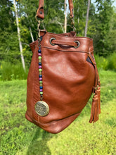 Load image into Gallery viewer, Handmade Bag Charm, Round Locket with Gemstone Strand
