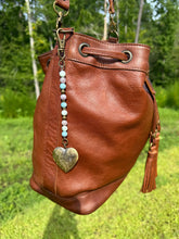 Load image into Gallery viewer, Handmade Bag Charm, Heart Locket with Gemstone Strand
