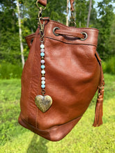 Load image into Gallery viewer, Handmade Bag Charm, Heart Locket with Gemstone Strand
