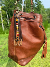 Load image into Gallery viewer, Handmade Leather Clip Tassel, Dark Brown and Light Brown
