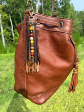 Load image into Gallery viewer, Handmade Leather Clip Tassel, Dark Brown and Light Brown
