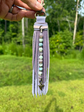 Load image into Gallery viewer, Handmade Leather Clip Tassel, Lavender and Purple Sparkle
