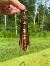 Load image into Gallery viewer, Handmade Leather Clip Tassel, Dark Brown and Light Brown
