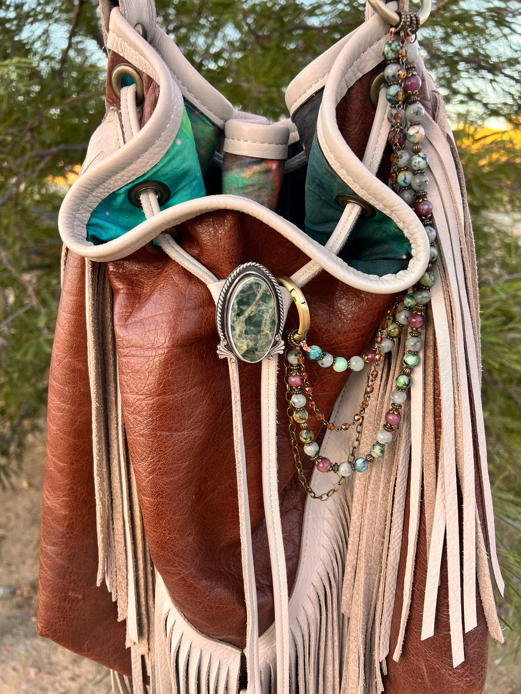 Handmade Sterling Silver Clear Creek Jasper Bag Bolo