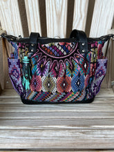 Load image into Gallery viewer, Clip Tassel- Teal and Oil Slick Cracked Ice Cowhide Leather with Gemstone Beaded Charm
