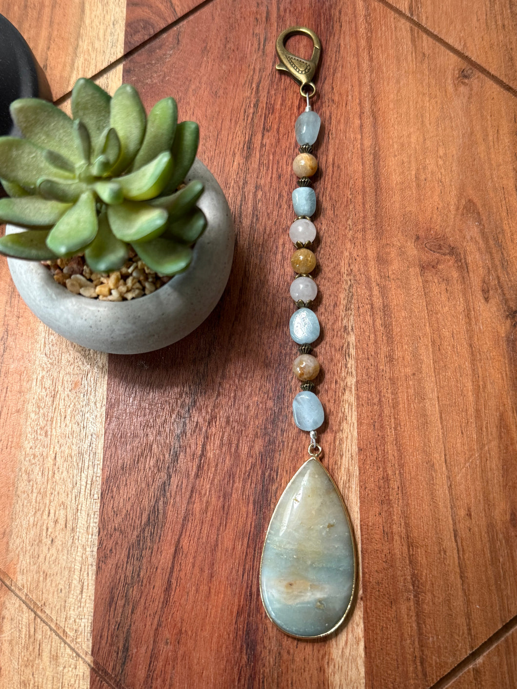 Handmade Bag Charm - Amazonite Stone Pendant
