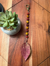 Load image into Gallery viewer, Handmade Bag Charm - Red and Gold Leaf Pendant
