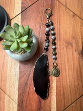 Load image into Gallery viewer, Handmade Bag Charm - Black Agate Stone with Celestial Theme
