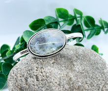 Load image into Gallery viewer, Handmade Sterling Silver Moss Agate Cuff Bracelet
