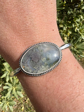 Load image into Gallery viewer, Handmade Sterling Silver Moss Agate Cuff Bracelet
