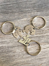 Load image into Gallery viewer, Stainless Steel Three Sisters Heart Puzzle Piece Key Chain Set

